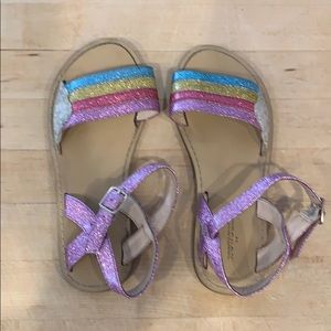 J Crew Rainbow and Cloud Glitter sandals